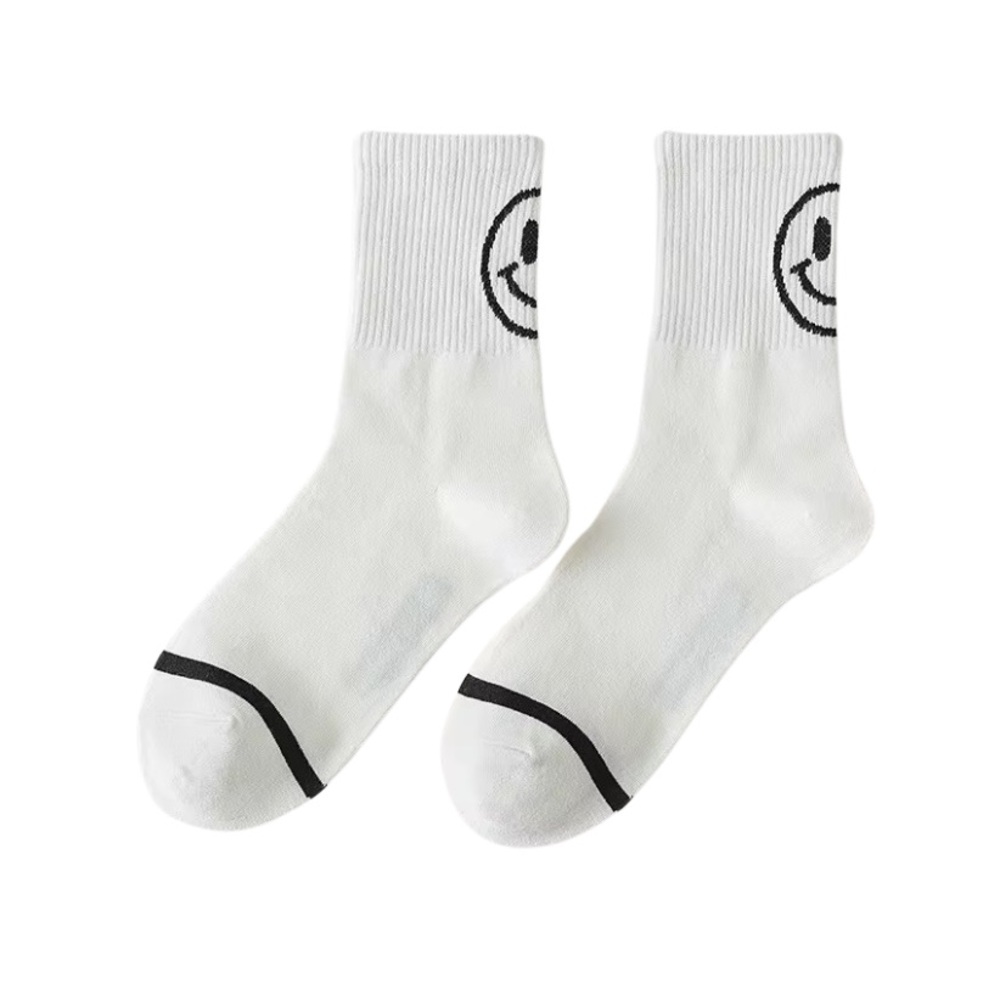 New White Smiley mid tube socks